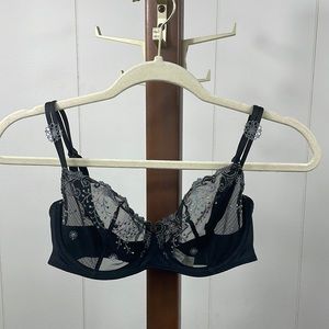 Simone Perele Black Lace Embroidered Unlined Underwire Bra 32E